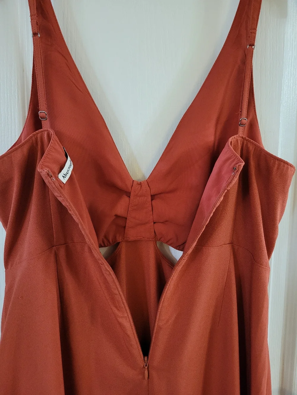 Abercrombie & Fitch Slim Cutout Midi Dress Terracotta Rust Orange Size Medium - Picture 7 of 10